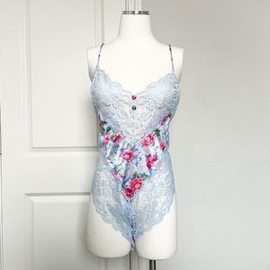 Lace floral lingerie body suit